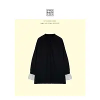 OYBN欧阳贝妮【山雪间】微胖大码半高领撞色拼接衬衫上衣1663