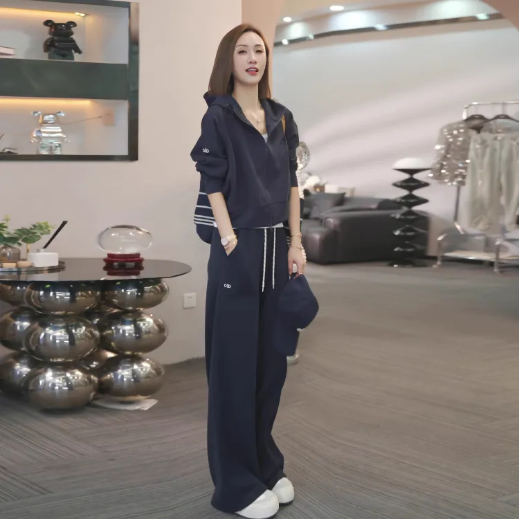 欧货休闲运动套装女2025新款春秋韩版宽松高级感连帽卫衣两件套潮