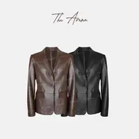 THE ARENA"冷萃茶棕"英国油蜡羊皮收腰修身款西装XY-5015