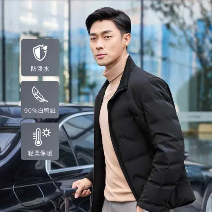 【明星同款】劲霸男装潮流时尚短版茄克三防夹克羽绒服NRHG4002