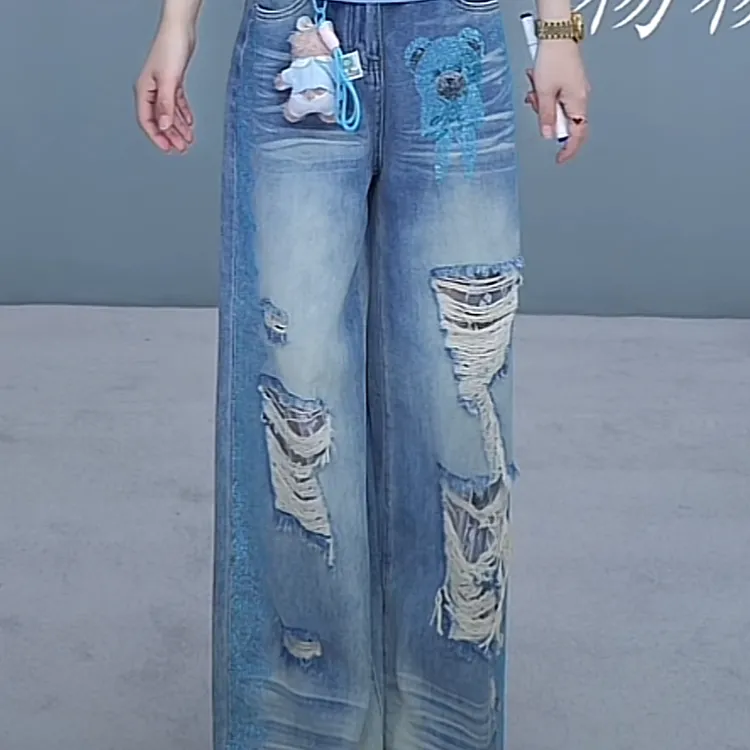 TCH-2025新款夏时尚烫钻小众温婉风水牛仔裤T750E5099