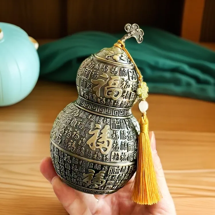 牙签筒复古葫芦合金牙签筒创意按压客厅牙签餐厅手压自动高档家用