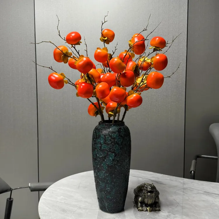 柿柿如意高端仿真柿子果家居软装搭配客厅餐桌玄关电视柜装饰摆件