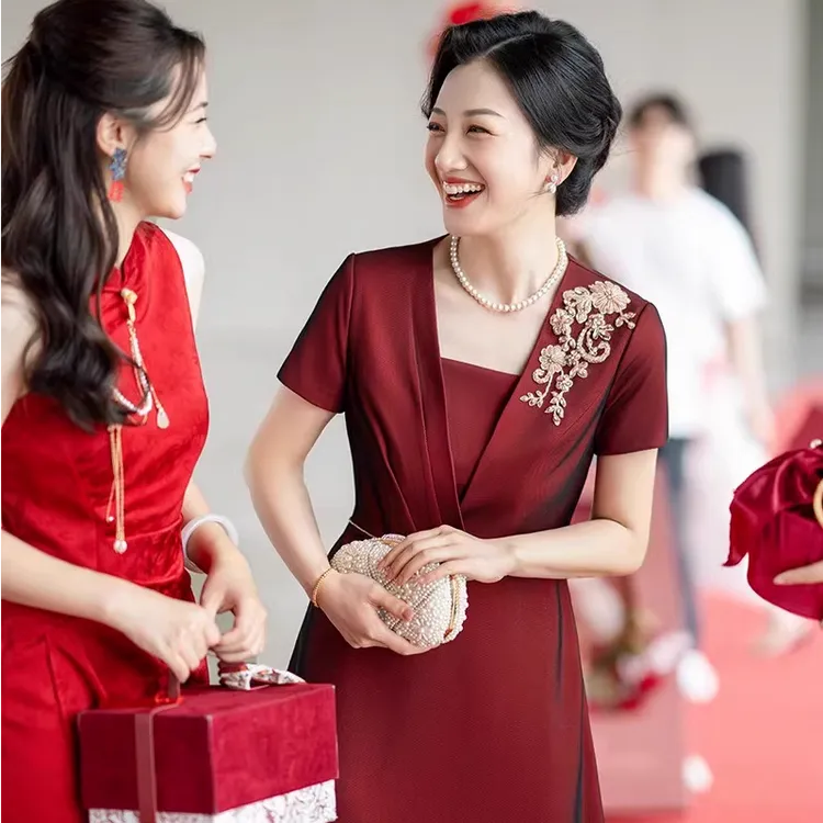 【如初】喜妈妈婚宴礼服红色喜婆婆婚宴装大码高级感连衣裙