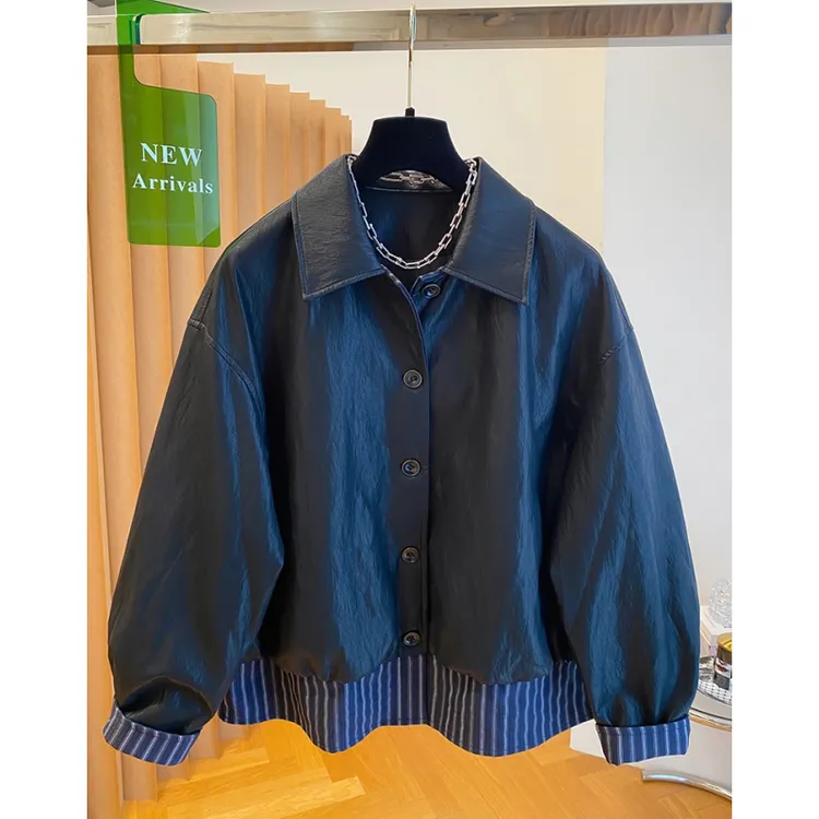 高级感黑色皮衣外套女2025新款宽松休闲气质超好看酷飒风夹克上衣