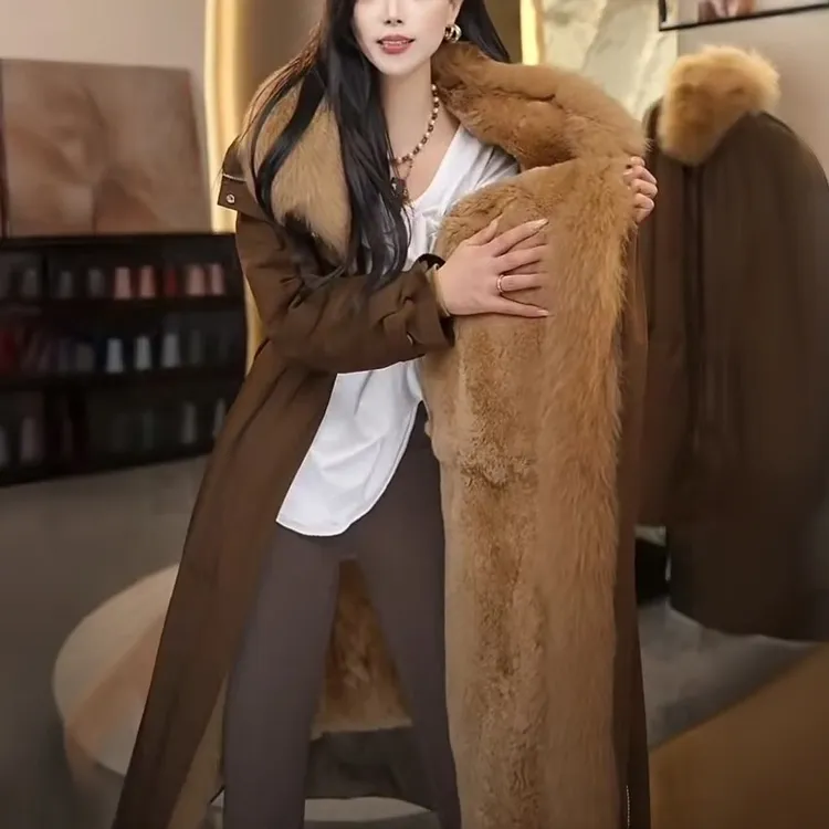 可拆卸内胆2025冬季加绒加厚外套女长款大衣百搭时尚轻奢宽松保暖