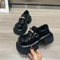 欧货增高棕色魔术贴乐福鞋女2025秋金属扣英伦风小皮鞋懒人大头鞋