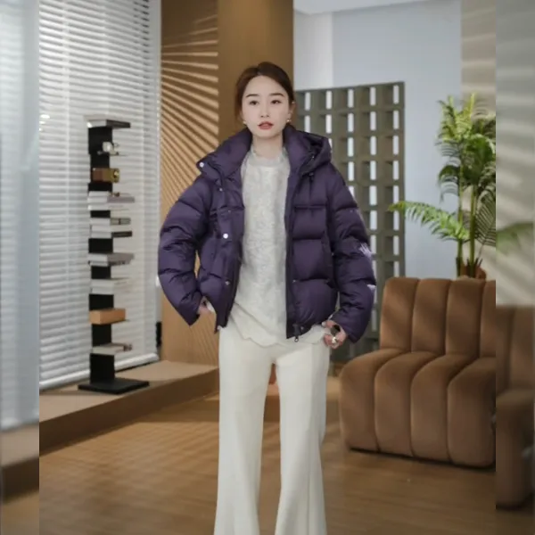 HELA AOMI"紫米欧包"白鸭绒经典大尺寸口袋连帽羽绒服CY5DM51738