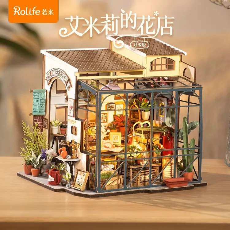 rolife/若来艾米莉花店手工diy小屋立体拼装房模型微场景积木玩具