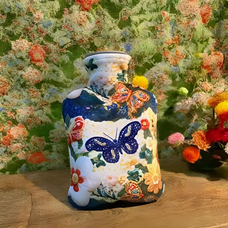 冬天热敷暖手宝冲注水热水袋加厚防爆pvc绒布印花暖手1000ML容量