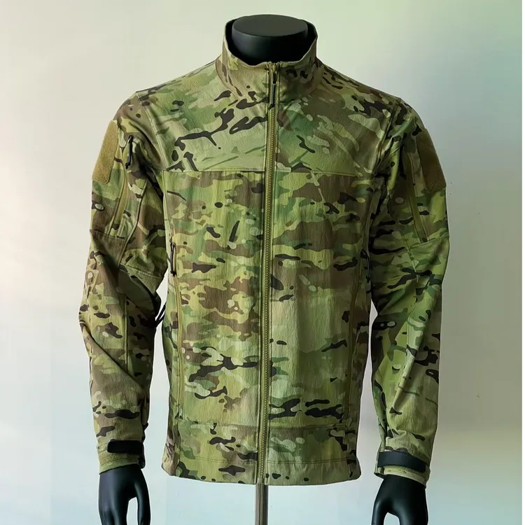 守望站橘皮春秋季迷彩战术夹克户外弹力透气立领软壳外套薄款夹克