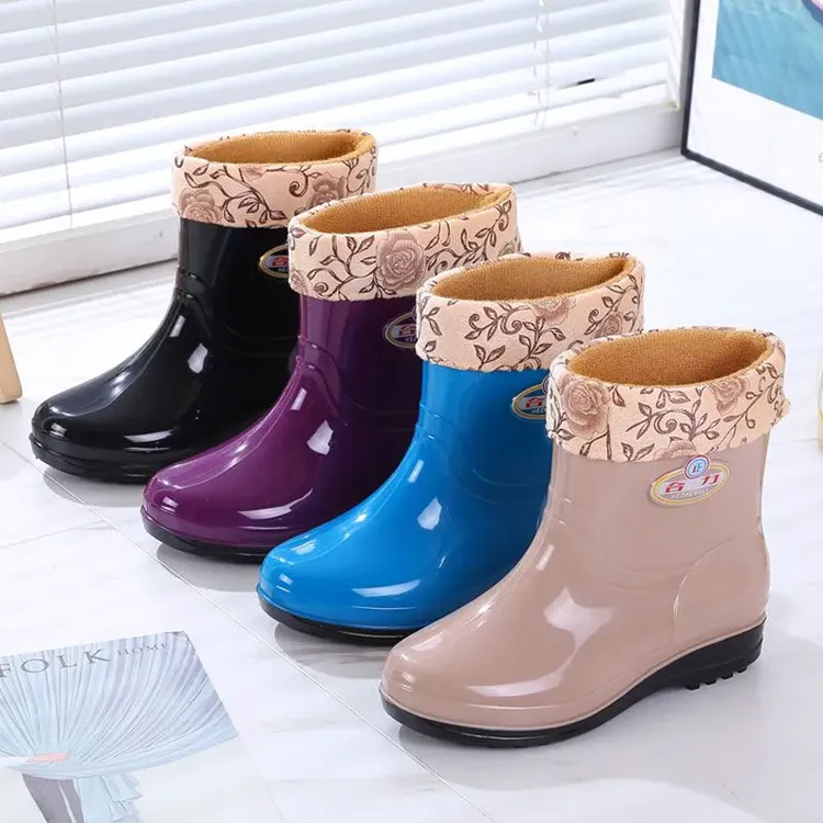 时尚雨鞋女士外穿中筒雨靴加厚防滑防水鞋低筒四季短筒厚底水胶鞋