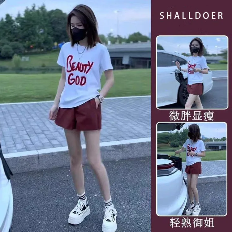 2025夏季新款显瘦减龄时尚套装女士气质T恤短裤小个子爆款两件套