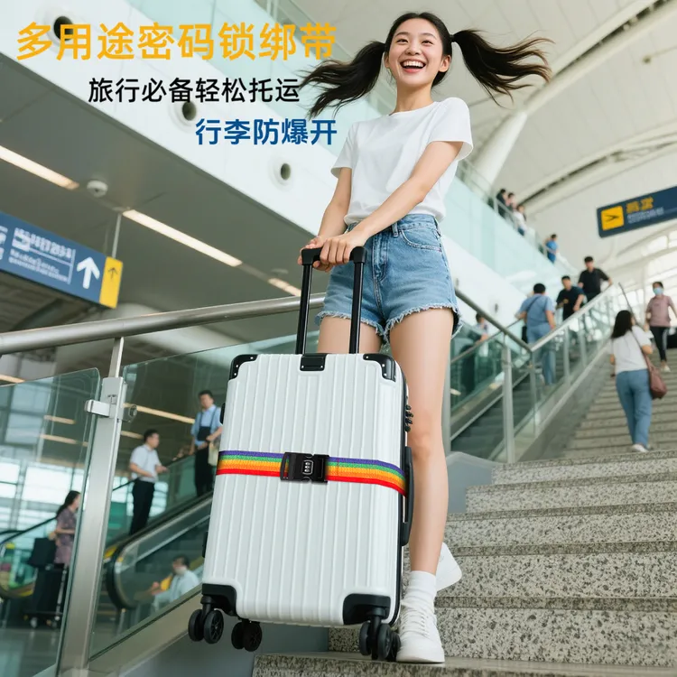 行李箱绑带一字行李带密码打包带旅行箱固定绑带托运行李箱固定带