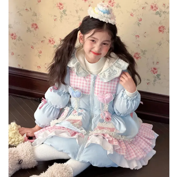 女童白鸭绒玉桂狗纸杯蛋糕羽绒服儿童冬季新款加厚洛丽塔羽绒外套