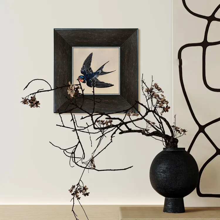 纯手工绘制法式中古风《燕》实木客厅餐厅走廊卧室复古风装饰画