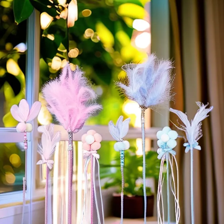 高颜值仙女款猫咪长杆带铃铛羽毛逗猫棒解闷玩具逗猫玩具