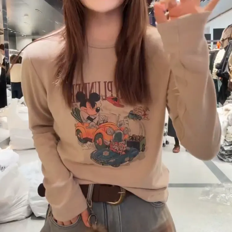 秋冬叠穿上衣内搭韩系卡通印花加厚圆领长袖T恤LK2508246
