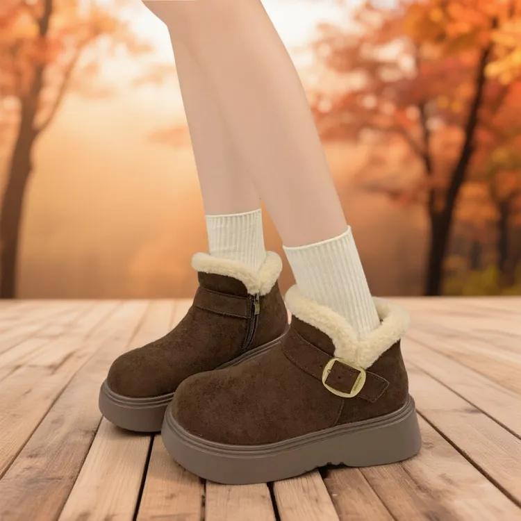 小个子增高厚底加绒英伦风勃肯马丁靴女秋冬新款时尚百百搭加厚