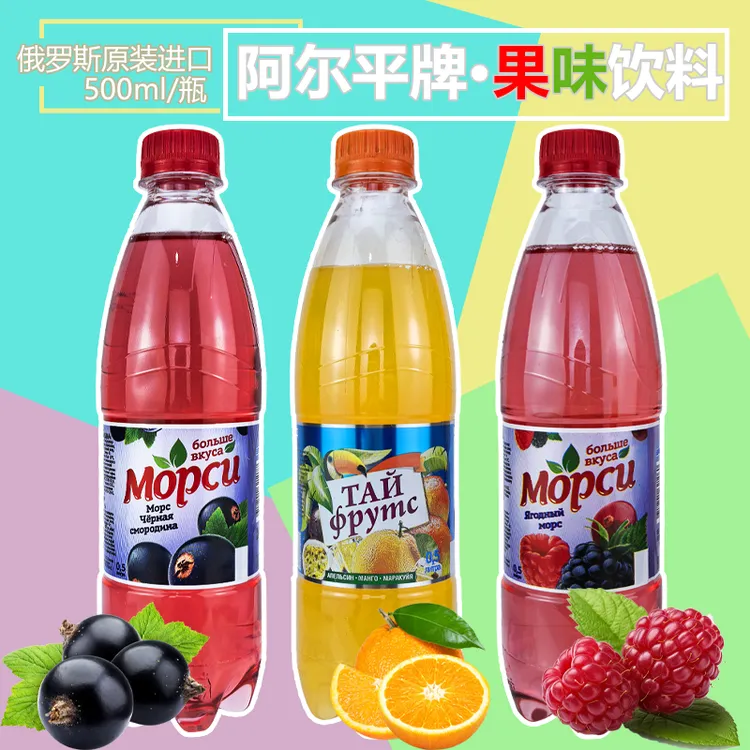 俄罗斯进口果味饮料 5瓶蔓越莓浆果夏日果味黑加仑饮料浆果红茶