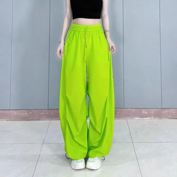 2025薄款伞兵裤街头风微弹力休闲裤宽松抽绳薄雾少女风时尚百搭裤