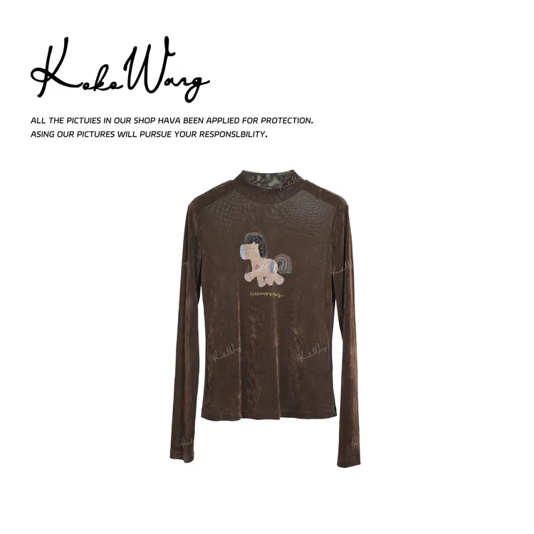 KOKO WANG【小马】秋冬新款小马刺绣花时尚修身打底衫N2885J28T43