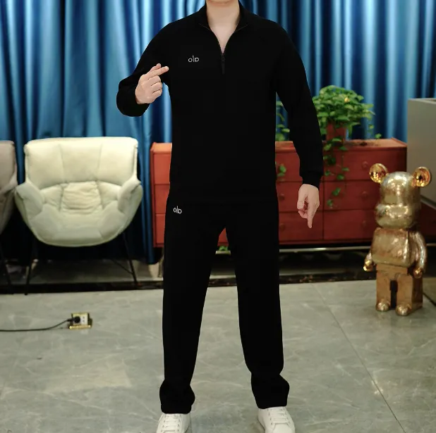 2025秋季男士长袖翻领时尚休闲百搭套头卫衣套装TZ2037