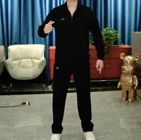 【麦炫严选】2025秋季男士长袖翻领时尚休闲百搭套头卫衣套装TZ2037