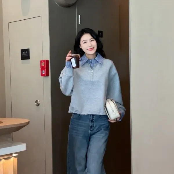 【港调时刻】Mayya Plus麦芽定制流光风假两件卫衣长袖上衣32537090
