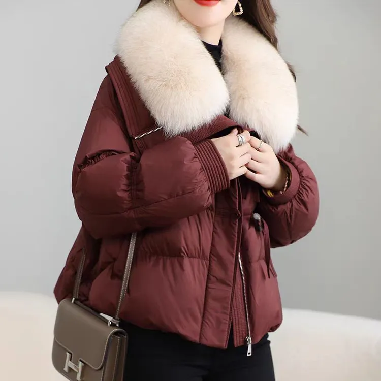 短款白鸭绒服反季推荐女装大毛领轻奢时尚百搭品牌下架女装小个子