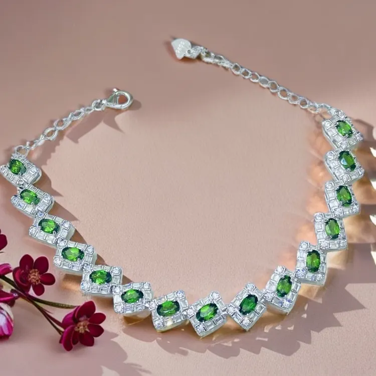 天然透辉石手链方形轻奢时尚款优雅小清新精美