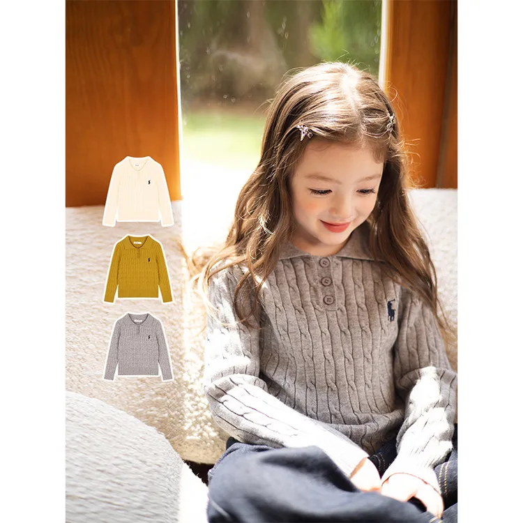 【韩版学院风】儿童毛衣秋冬男女童针织衫洋气Polo翻领打底衫科学商品图
