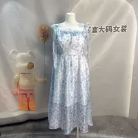 1636青碎花甜美风吊带连衣裙裙子