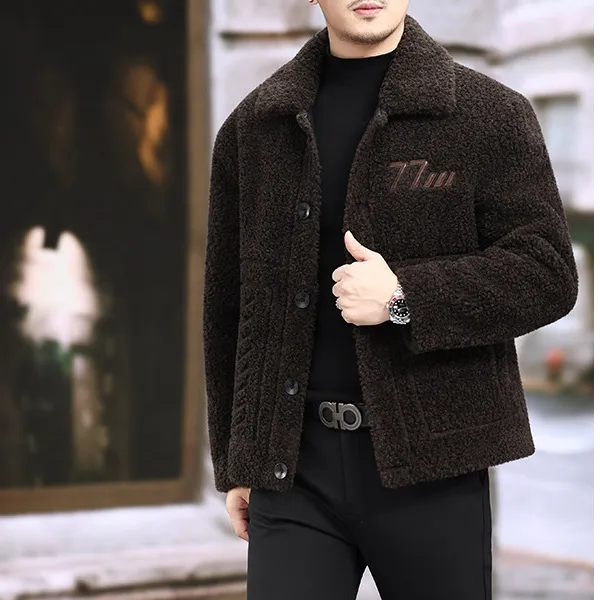 蒂斯派尔男秋冬新款时尚潮流胸标修身百搭翻领夹克男