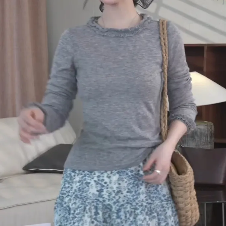 2025春夏新款设计感百搭木耳花边显瘦面膜T恤LK2502772