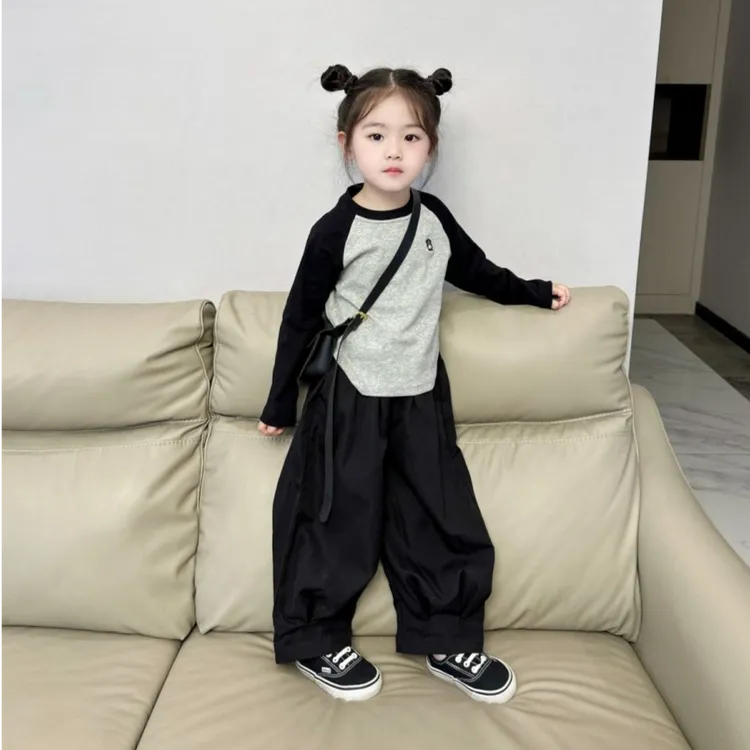 2025秋季新款女童插肩袖上衣南瓜裤套装女宝宝秋装两件套童装Z006