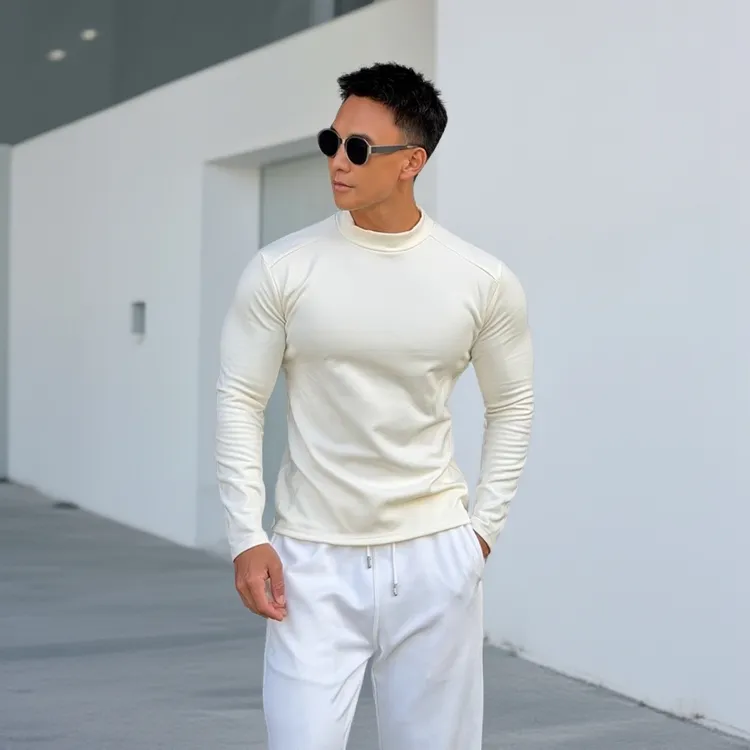 秋冬季运动打底衫纯色健身长袖T恤高领紧身弹力德绒加厚保暖内搭