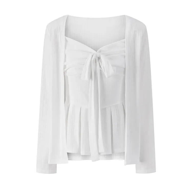 羊城故事-白色绑带吊带背心开衫套装新款甜辣气质两件套Y50752086