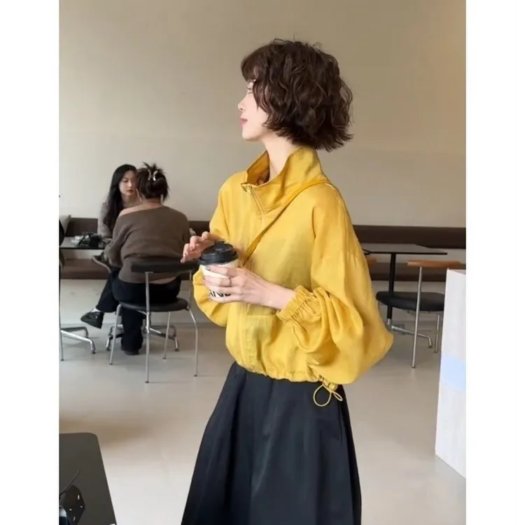 今年流行爆款小个子独特漂亮超好看韩系小香风黄色防晒短外套女春