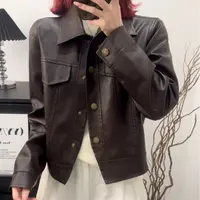 938号-韩版重工新款时尚宽松显瘦气质百搭机车皮衣女装外套