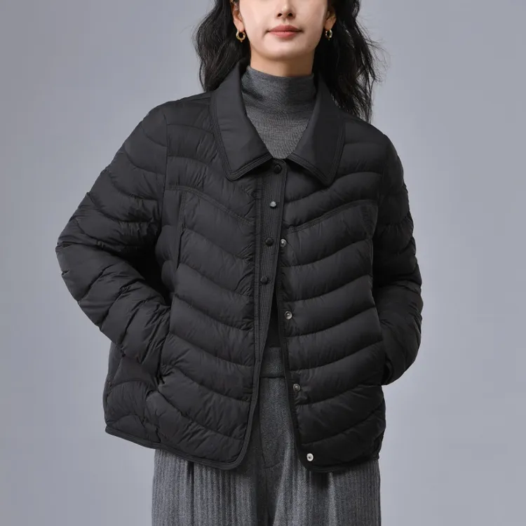 【7721-xhs】冬季新款休闲风翻领宽松型短款保暖时尚百搭羽绒服