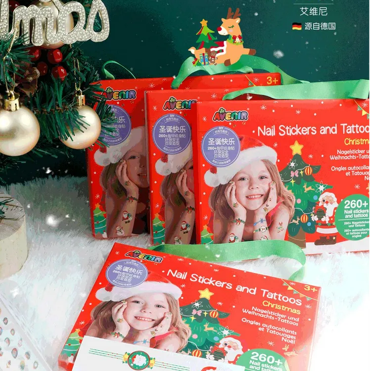德国AVENIR艾维尼指甲纹身贴套装--圣诞快乐 女孩diy贴纸玩具