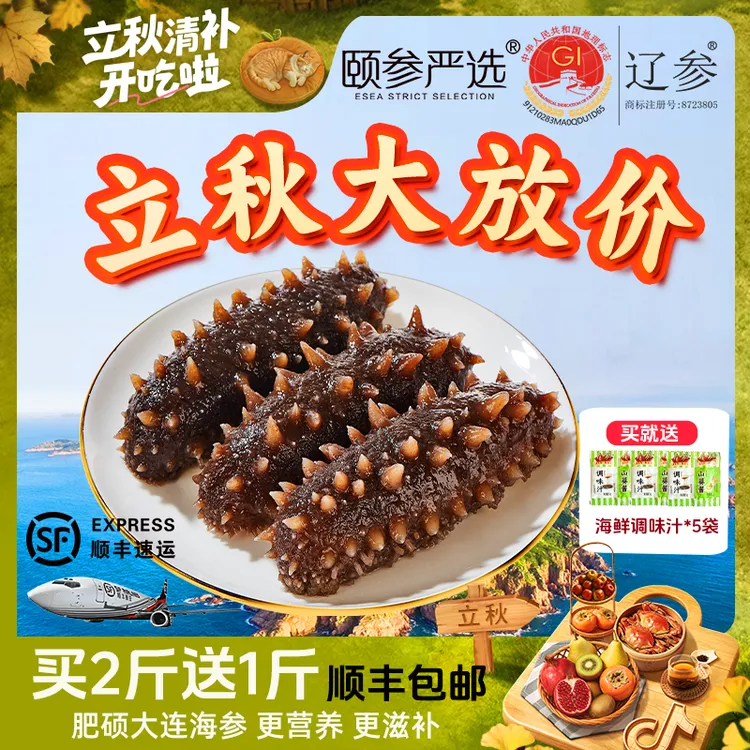 【大连海参】颐参严选即食海参500g 鲜活捕捞加工 口感劲道顺丰包邮