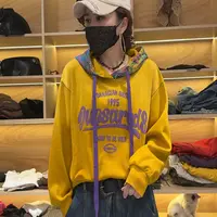 7042秋季欧货重工水洗字母连帽短款卫衣
