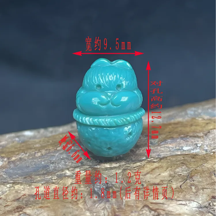 保真正品天然原矿绿松石高瓷高蓝绿纯手工雕刻鼠背云配饰配件挂饰