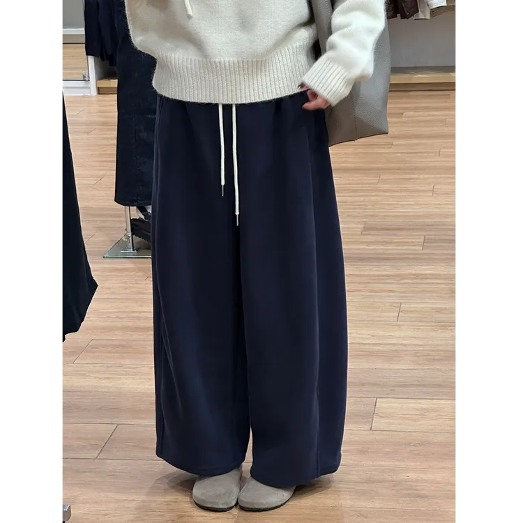 小个子秋冬阔腿休闲卫裤女胖妹妹大码梨形身材高腰遮胯显瘦直筒裤