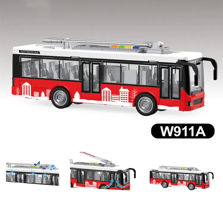 正版文艺车玩巴士车单层巴士公共汽车模型男孩礼物3到6岁早教玩具