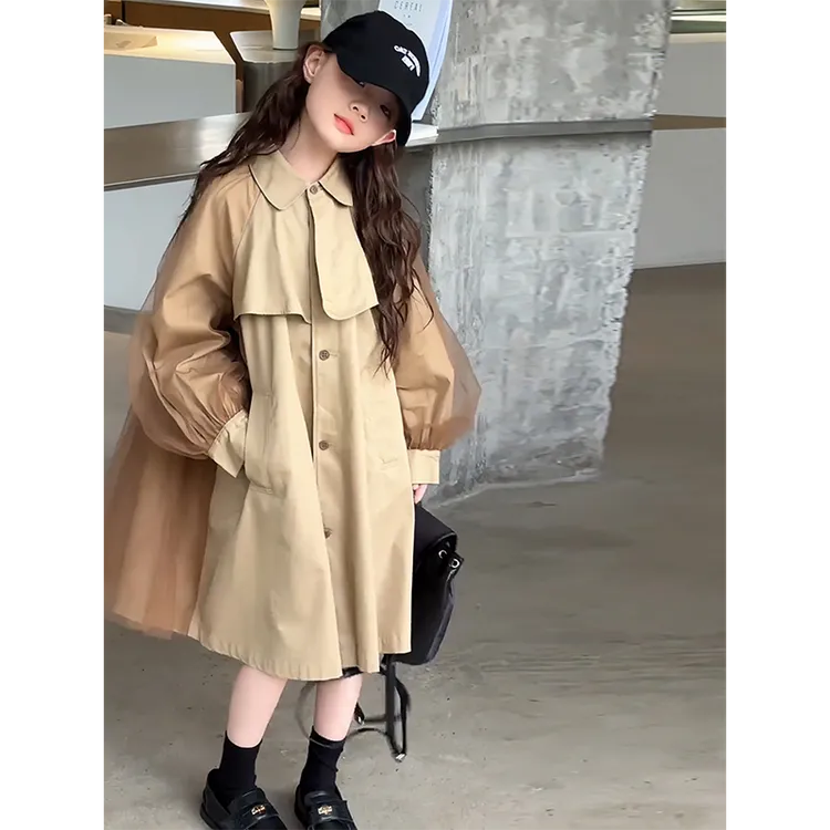 女童风衣外套秋装2025新款女大童洋气时髦中长款儿童秋季韩版上衣