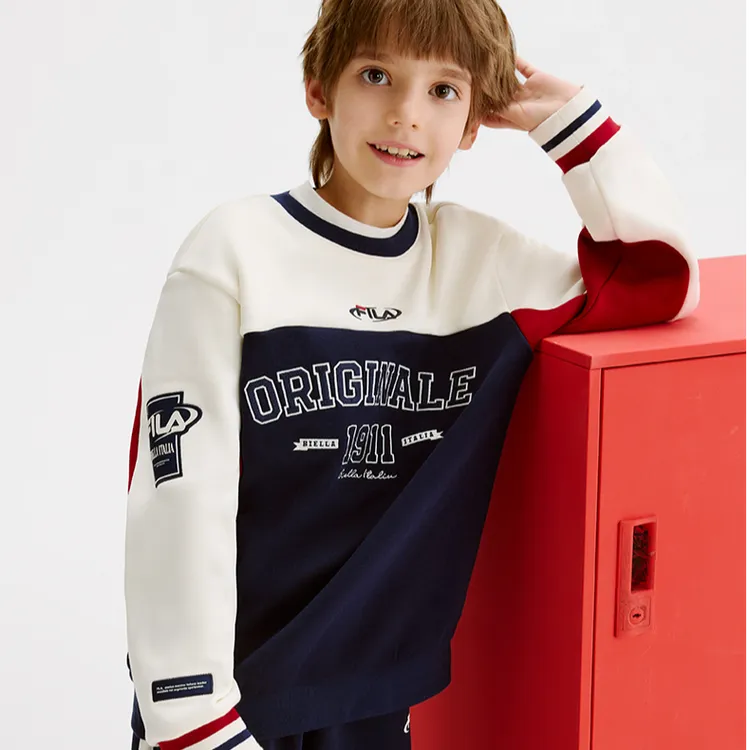 FILAKIDS斐乐中大童秋冬时尚舒适套头卫衣圆领上衣K62B541223