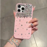 高奢款粉鳄鱼纹闪钻适用于苹果iPhone17promax手机壳16名媛风15